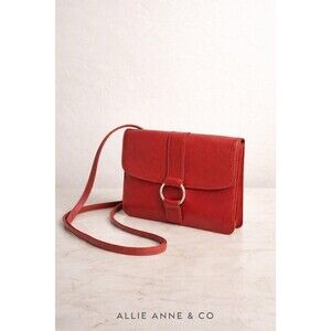Vintage Red Leather Fossil Crossbody Wallet Purse | Organizer Shoulder Bag